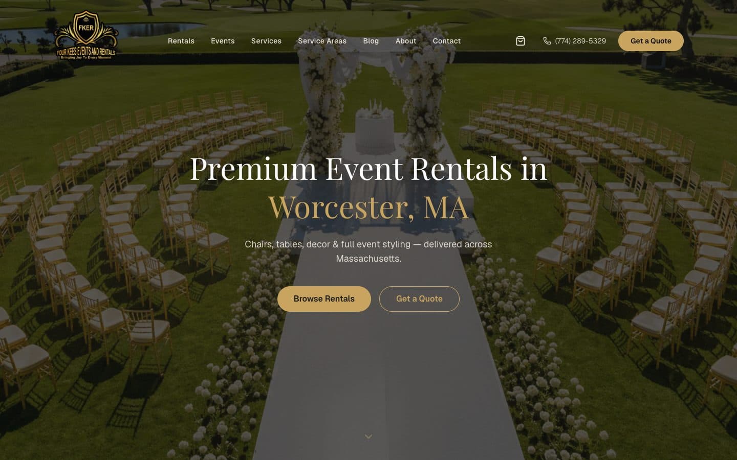 Four Kees Events and Rentals website